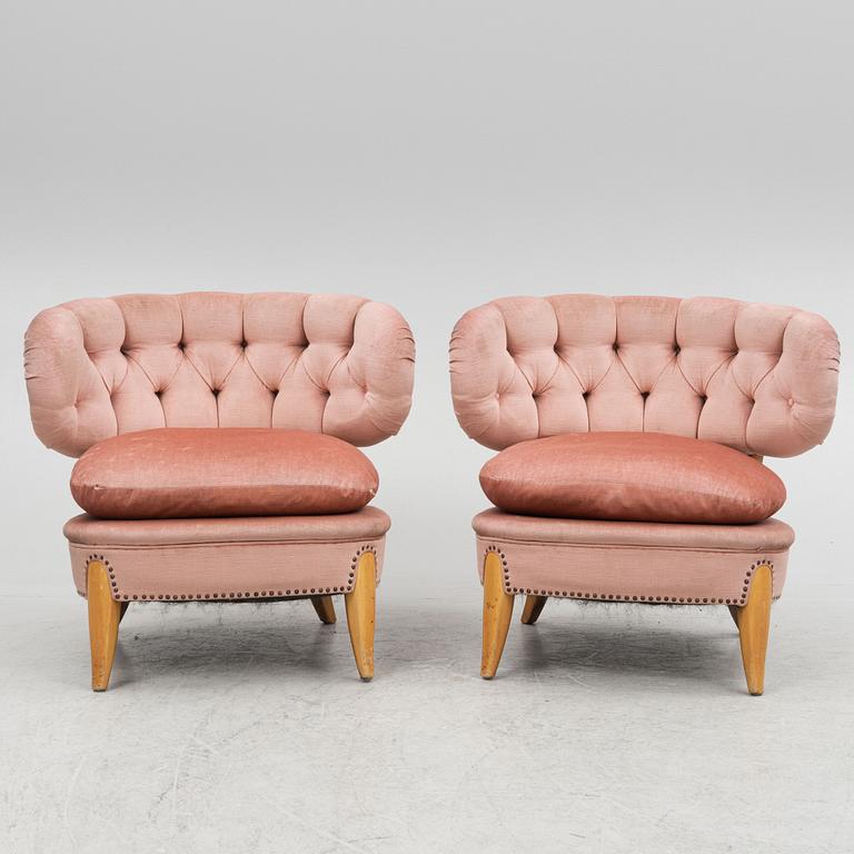 Otto Schulz, a pair of lounge chairs, Jio Möbler, Sweden, mid 20th century.