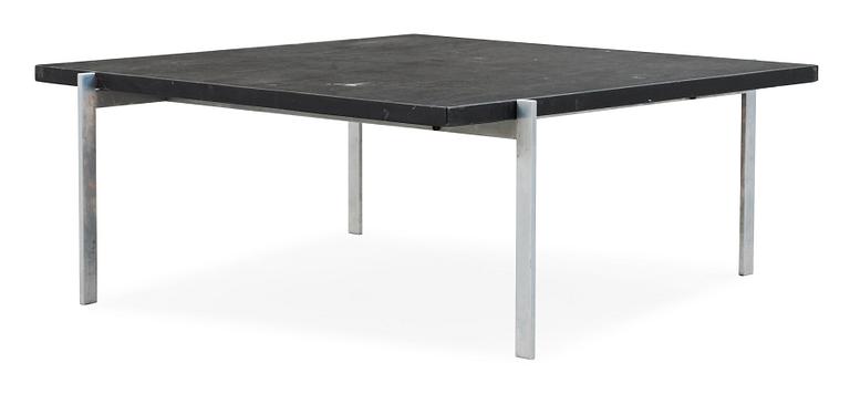 A Poul Kjaerholm 'PK-61' steel and slate sofa table, E Kold Christensen, Denmark.