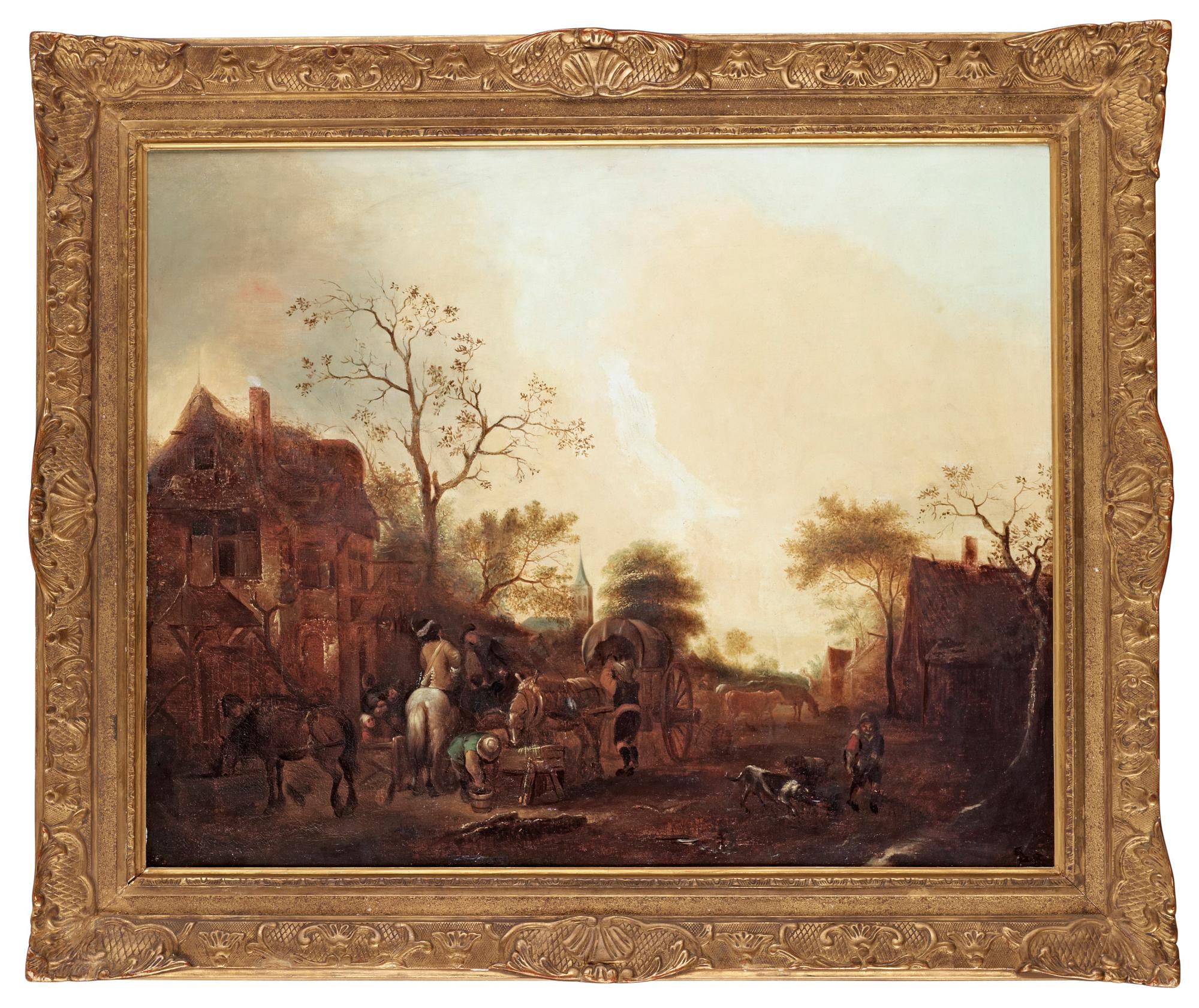 Isaac van Ostade In the manner of the artist, ISAAC VAN OSTADE (His art).Outside the inn.