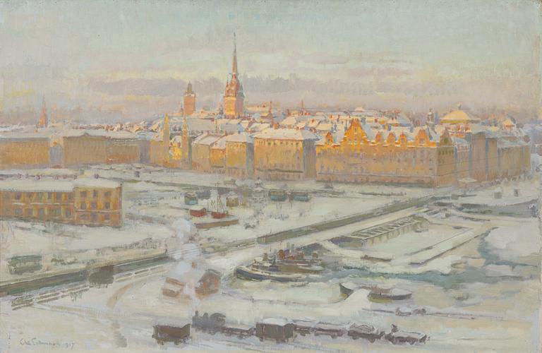 Axel Erdmann, oil on canvas, signed and dated 1917.