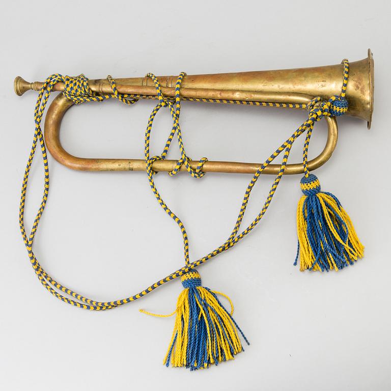 A Swedish military brass bugle by Birger Steiner in Stockholm, around year 1900.