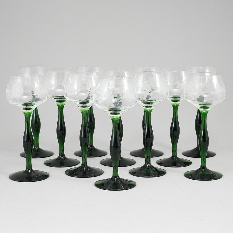 A group of 12 wine glasses, Swden, 20th Century.