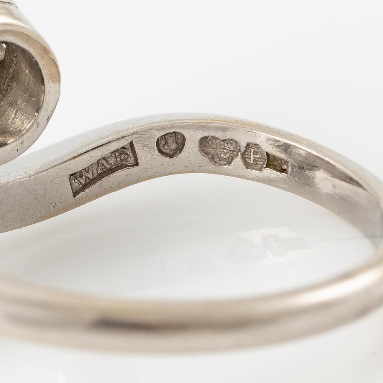 A W.A. Bolin ring in platinum set with two old-cut diamonds.