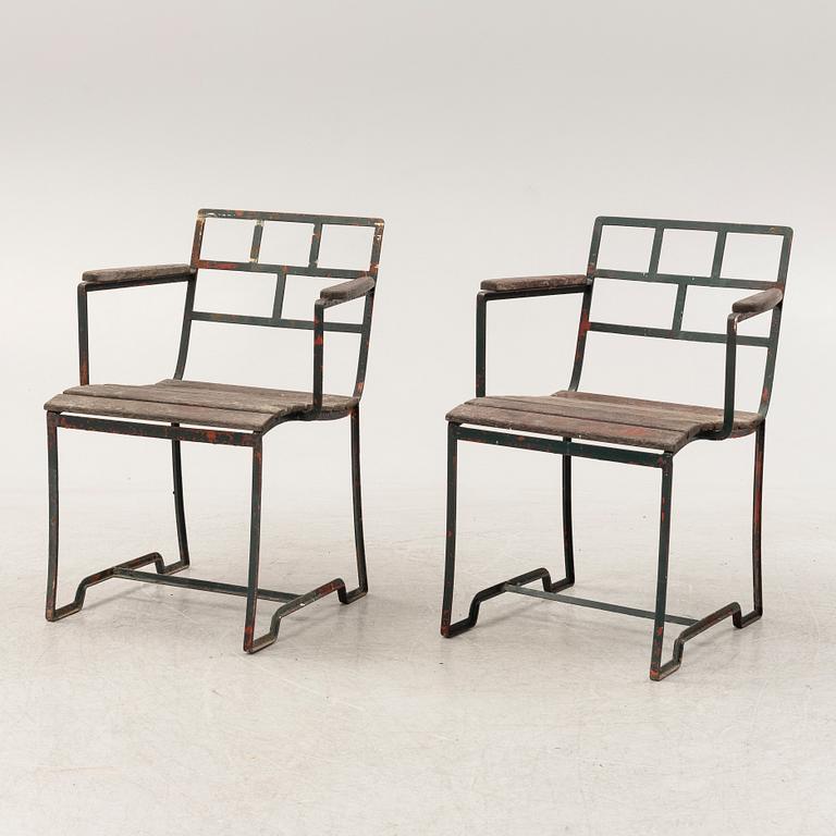 Carl Hörvik, a pair of garden chairs for 'Stadshotellet Båstad' or 'Lindgården', Stockholm, ca 1927-1929.