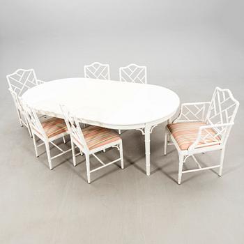 A seven-piece dining suite by Miranda of Sweden, second half of the 20th century.