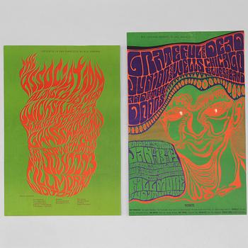 Wes Wilson, concert posters, a pair, San Francisco, 1966.