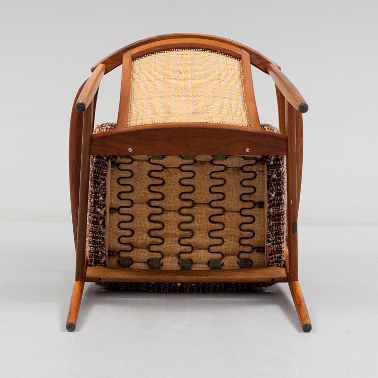 FOLKE OHLSSON, a teak and rattan easy chair from 1960's.