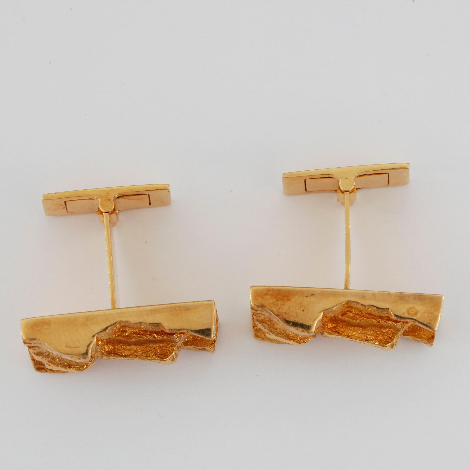 MANSCHETTKNAPPAR, ett par, 18k guld, Björn Weckström, Lapponia, Finland. Vikt 17 g. Vikt ca 14 gram.