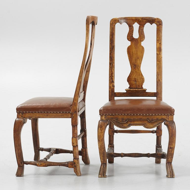 A set of six late baroque chairs, first part of the 18th century,