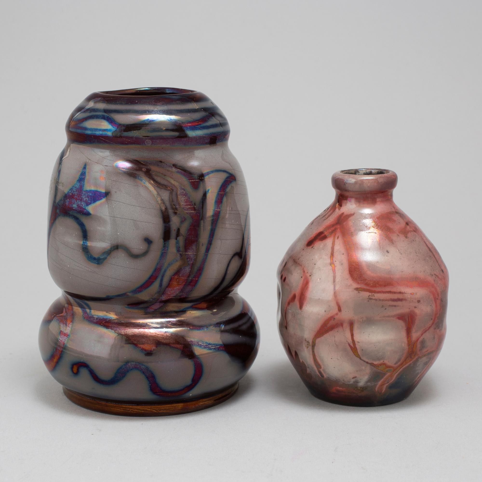 ALLAN EBELING, two earthenware vases, Gefle, first half of the 20th century.