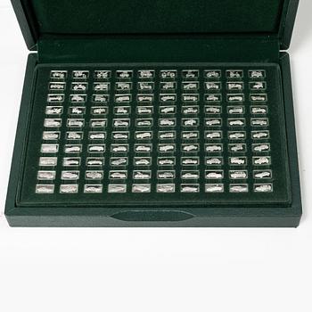 Franklin Mint, miniatures, 100 pcs, sterling silver, "The 100 Greatest Cars", 1975.