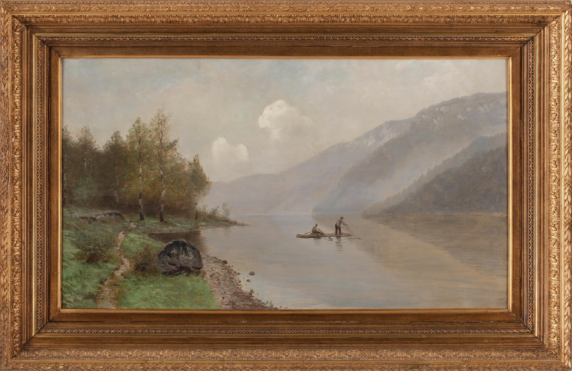 OKÄND KONSTNÄR, olja på duk, otydligt signerad. omkring 1900.