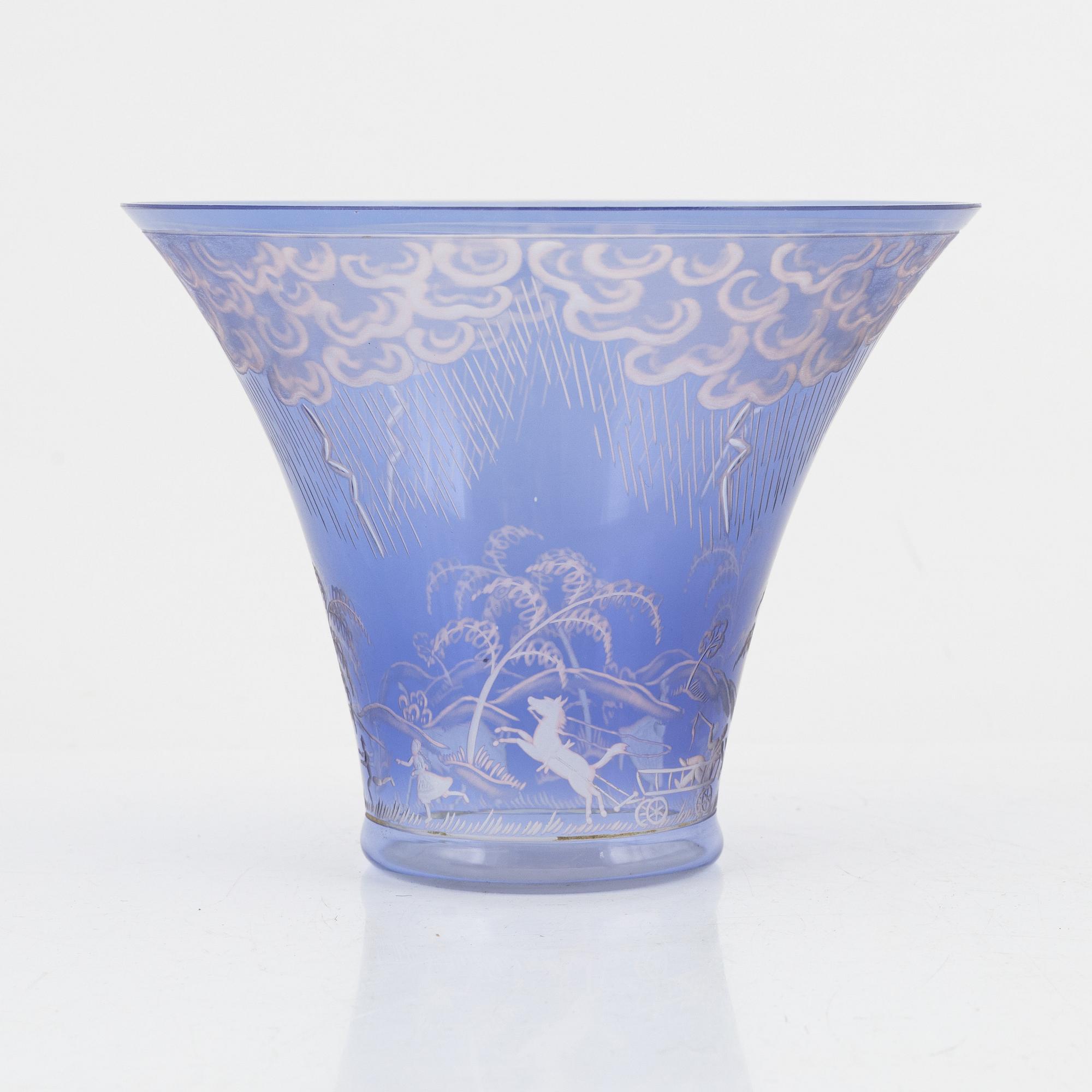 Edward Hald, skål, "Åskväder", Orrefors 1942.