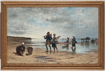 August Hagborg, Fransk strandscen med musselplockare.