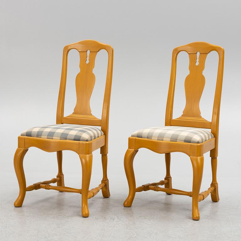 Six rococo style chairs, late 20th century.