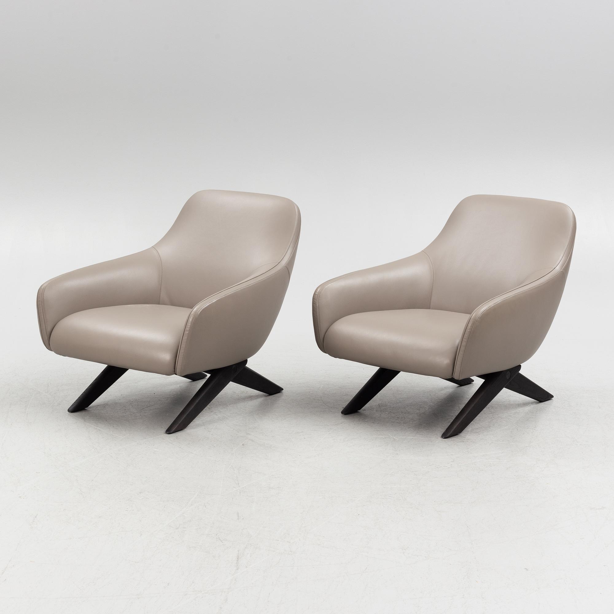 Vincent Van Duysen, a pair of 'Marlon' armchairs, Poliform, Italy.