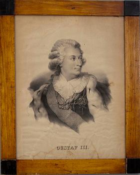 LITOGRAFI. Gustaf III, 1800-tal.