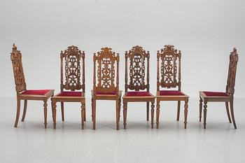 STOLAR, 6 st, nyrenässans, 1800/1900-tal.