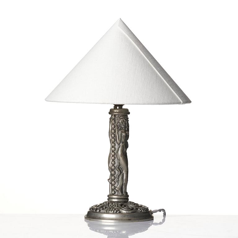 Anna Petrus, a rare pewter table lamp, Firma Svenskt Tenn, Stockholm, 1927.