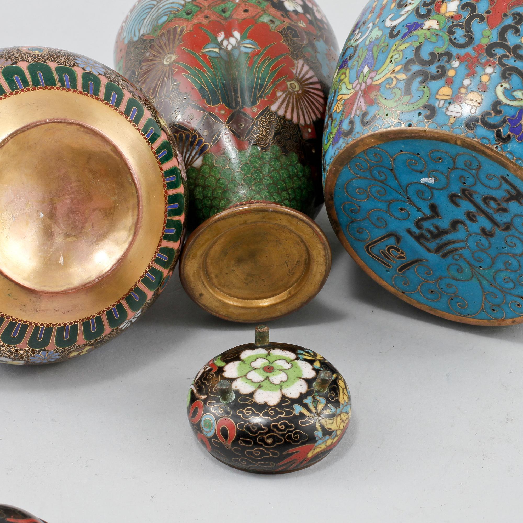 PARTI CLOISONNÉ, 4 st, orientaliska, 1900-tal.