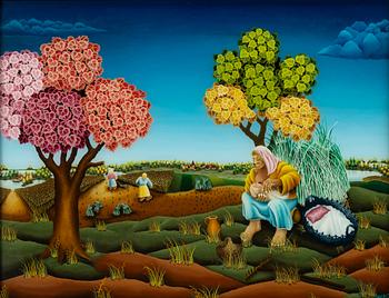 Vladimir Beck, Mother and child in a landscape.