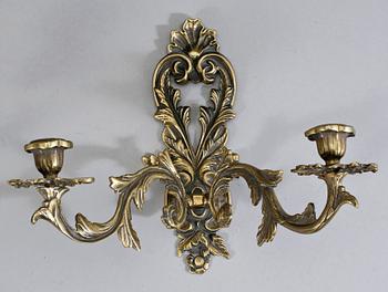 VÄGGAPPLIQUER, ett par, rokokostil, Ystad metall, 1900-talets början.
