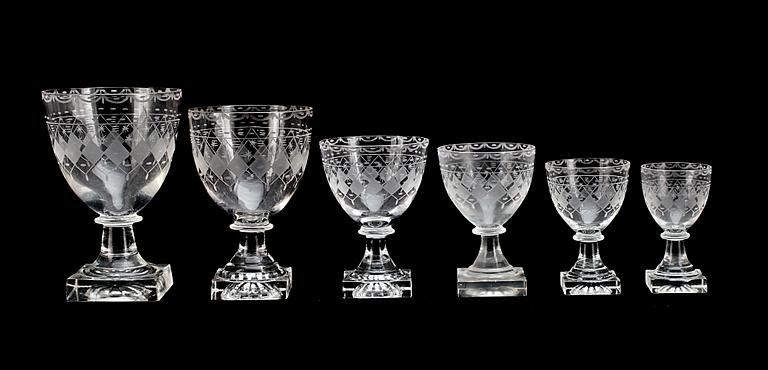 GLASSERVIS, 42 delar, sengustaviansk stil, 1800/1900-tal.