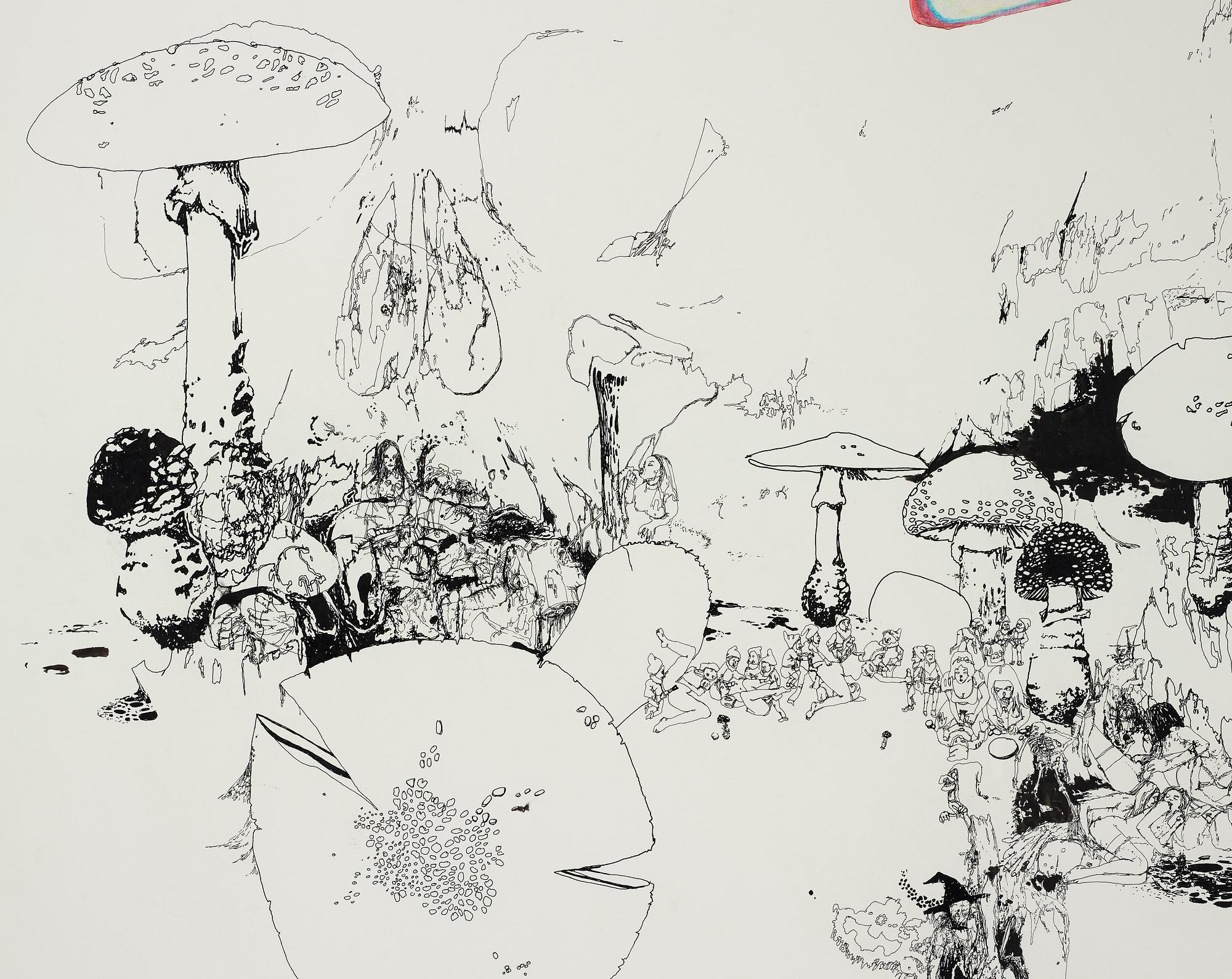 MATT GREENE, utförd 2003, bläck och färgkrita på papper.