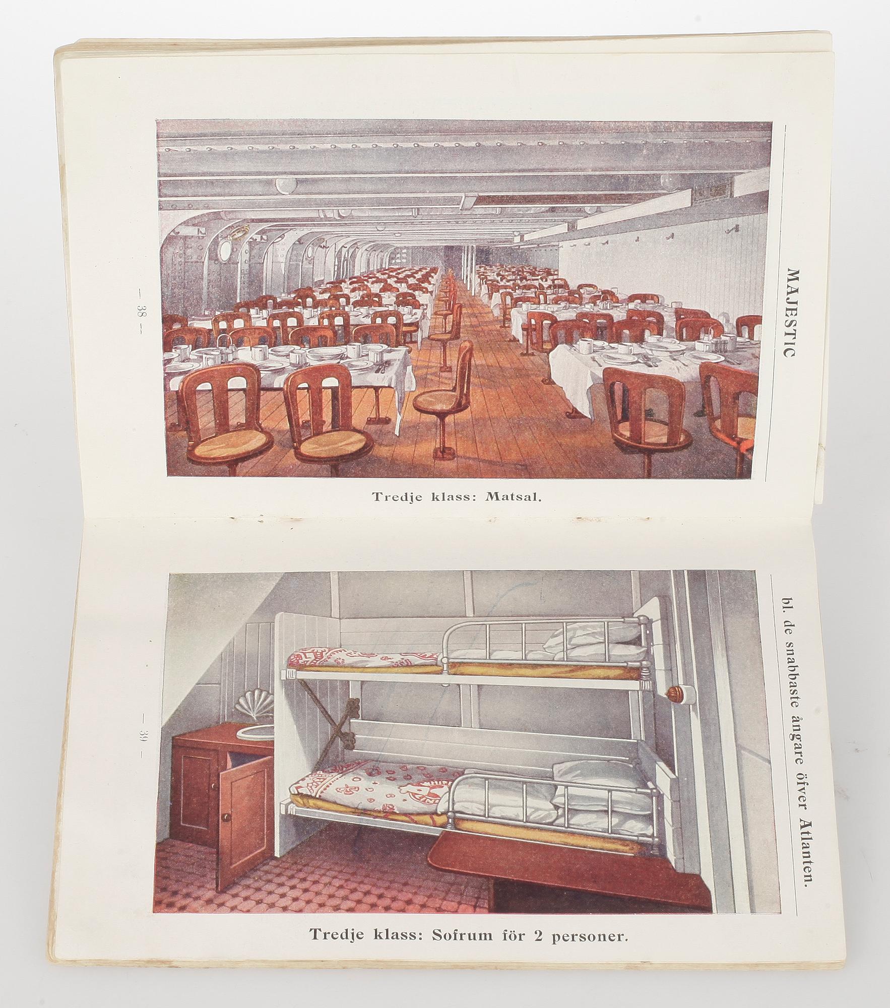 BROSCHYR. "HVITA STJERN LINIEN", "WHITE STAR LINE", Generalagent Carl Eriksson, Göteborgs Litografiska Aktiebolag, 1907.