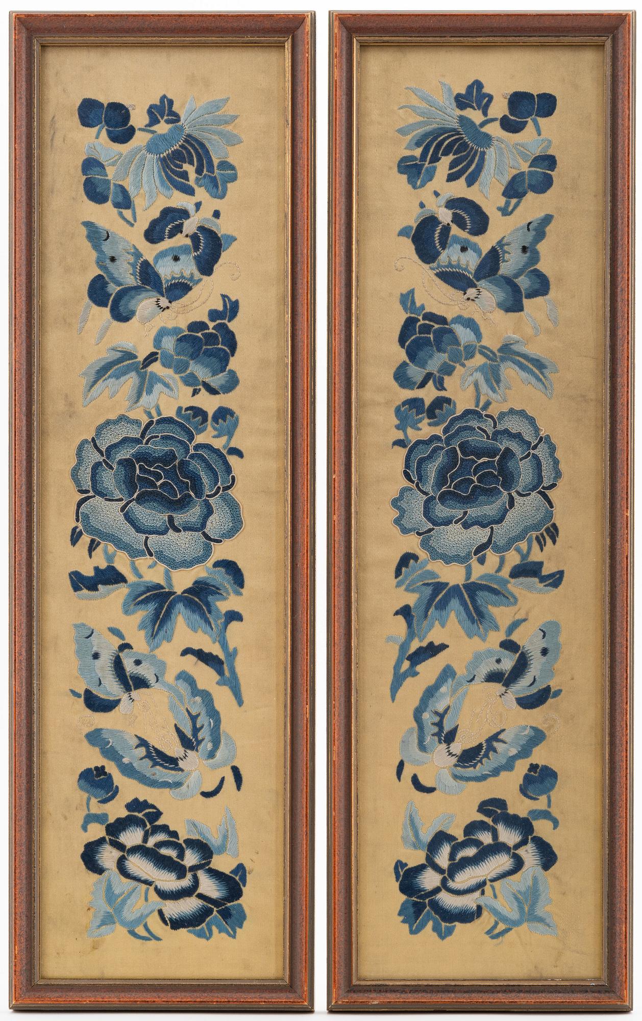 Two framed Chinese textiles, Qing dynasty, 19th Century.