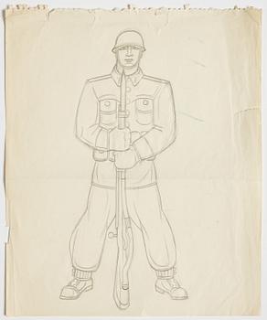 GÖSTA ADRIAN-NILSSON, pencil on paper, unsigned. Probably executed in the 1930- or 1940's.