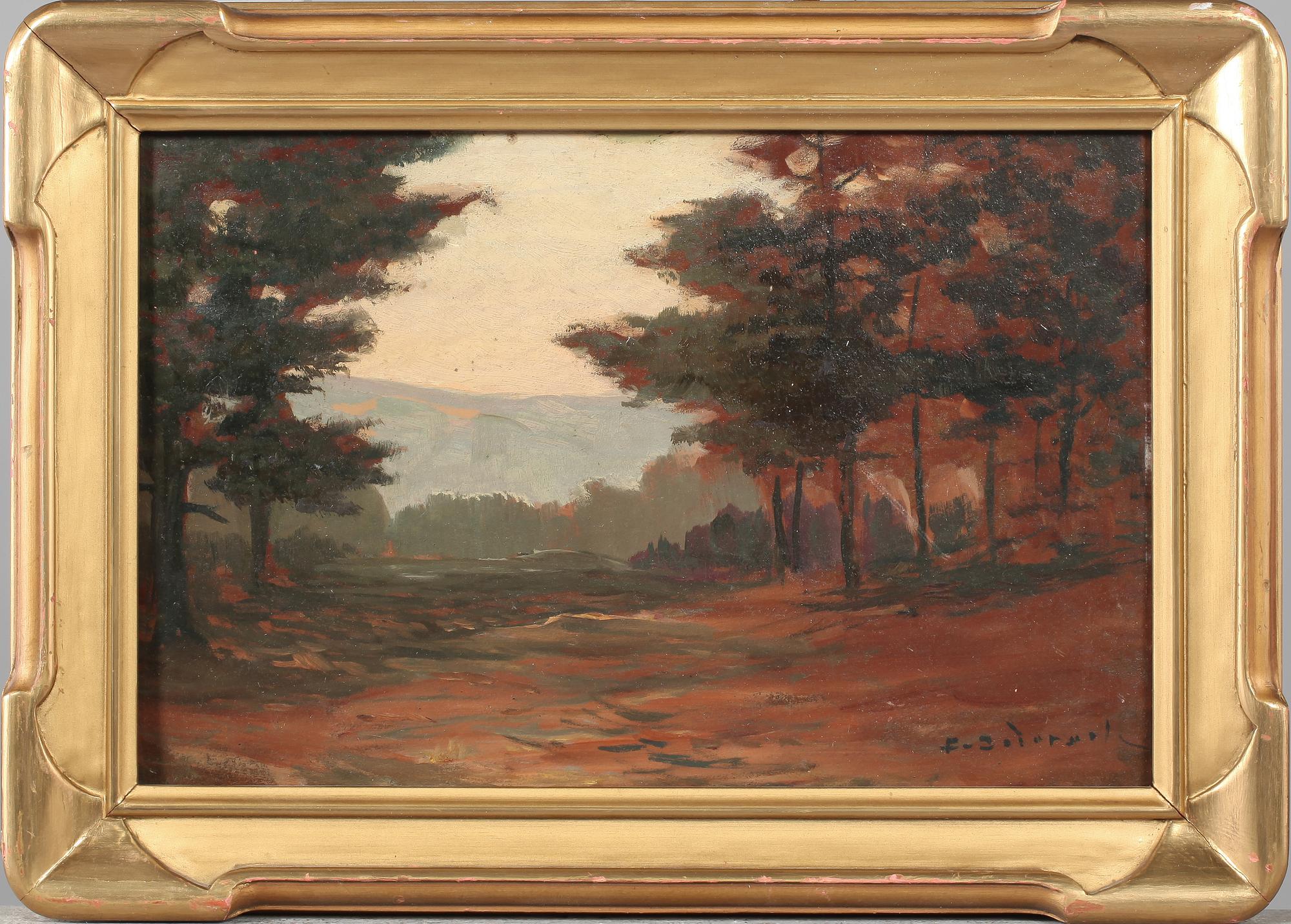 OKÄND KONSTNÄR, 2 st, olja på pannå, omkring 1900-talets mitt.