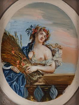 Glasmålningar, ett par, 1800-talets första hälft.