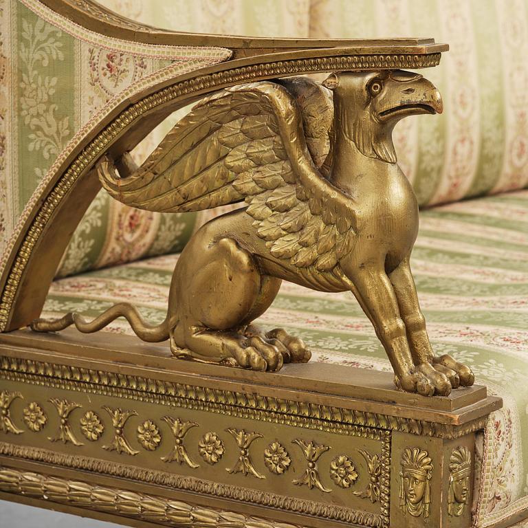 A late Gustavian sofa attributed to E. Ståhl (master in Stockholm 1794-1820).