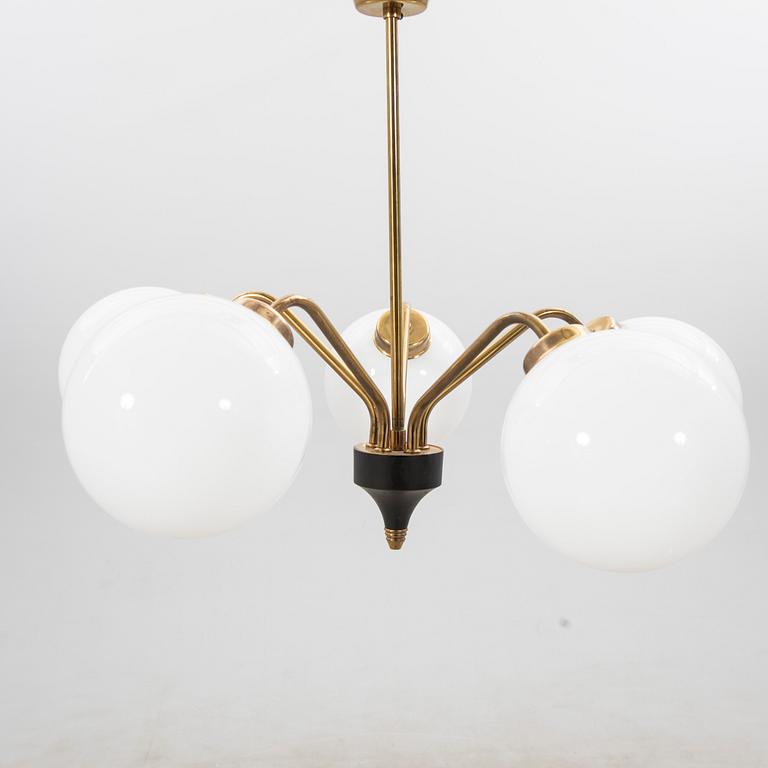 Ceiling lamp, 5-armed, mid-20th century.