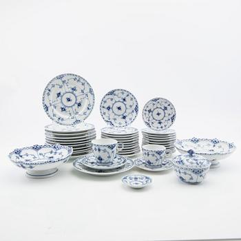 Royal Copenhagen, tea and coffee service, 40 pieces, porcelain, "Blue Fluted", Denmark.