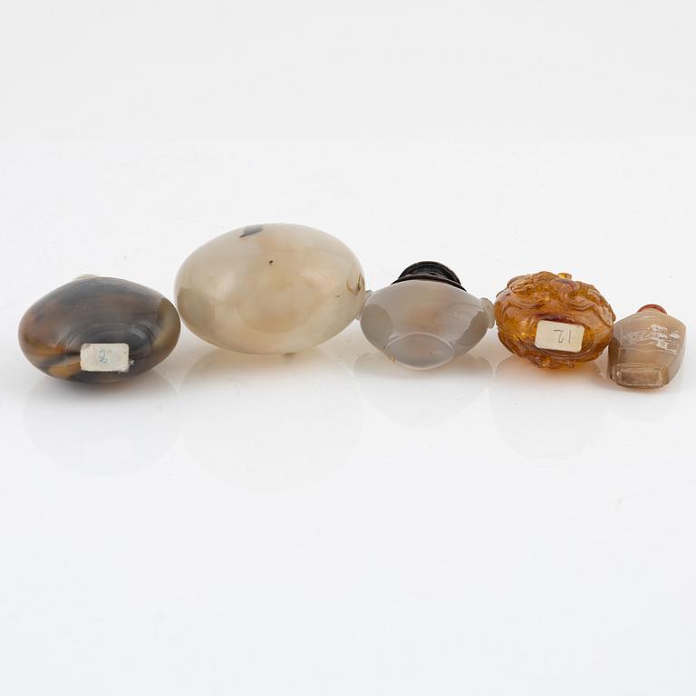 Nine snuff bottles, China, 20th century.