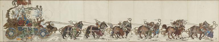 Albrecht Dürer, efter. Träsnitt, 1700/1800-tal med senare handkolorering.