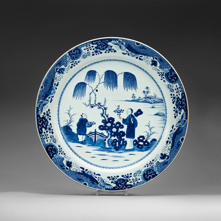 A large blue and white charger, Qing dynasty, Qianlong (1736-95).