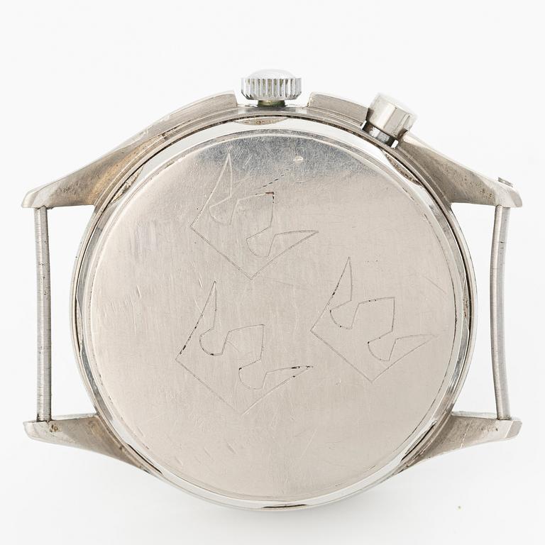 Lemania, Tg 195, "Three Crowns", chronograph, wristwatch, 40 mm.