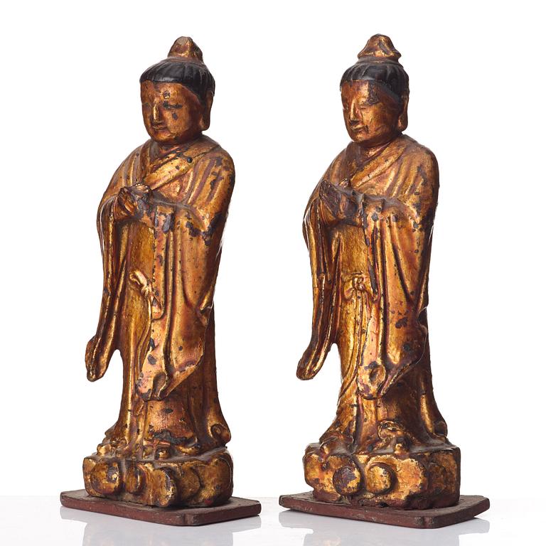 A pair of lacquered sculptures, Ming dynasty (1368-1644).