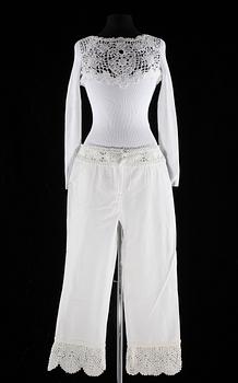 1212. A with top and trousers with lace by Chanel, spring 2005.