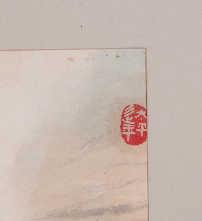 MÅLNING, på papper, Kina, 1900-talets senare hälft.