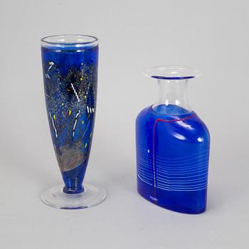 BERTIL VALLIEN, two glass vases, Kosta boda.