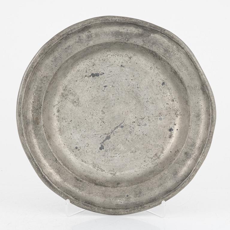 A group of eight Swedish pewter dishes, 18th-20th Century, including Mathias Norling, Jönköping, 1863.