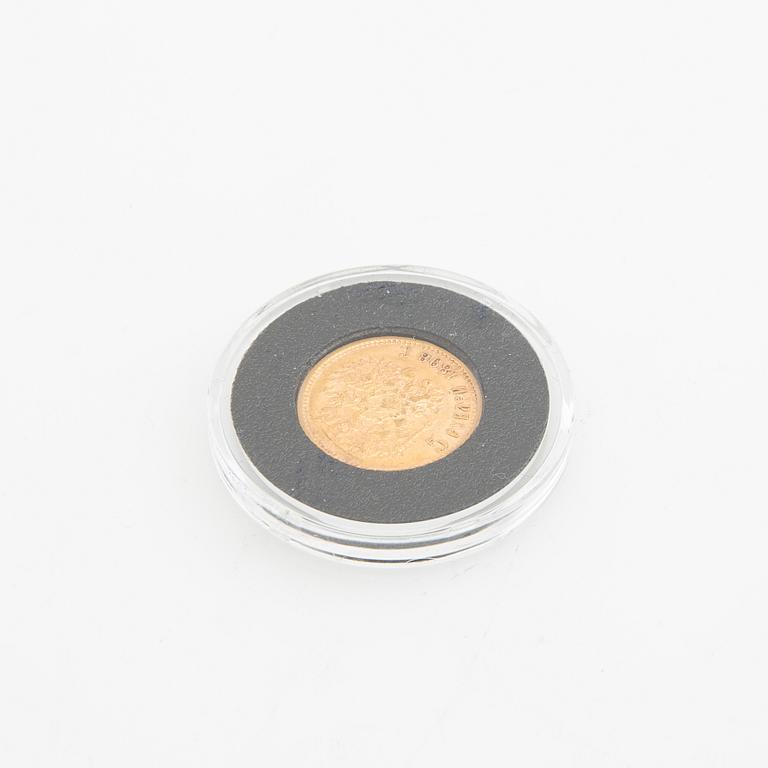 Guldmynt Ryssland, Nicolai II 5 Rubel, 1898.