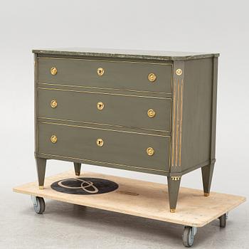 A painted Gustavian style chest of drawers, mid 20th Century.