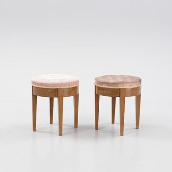 A pair of Karl-Johan style stools, around 1900.