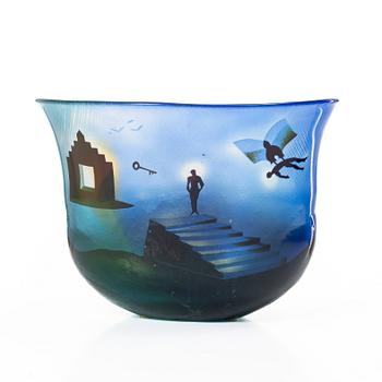 Bertil Vallien, a unique glass vase, Kosta Boda, Sweden, signed.