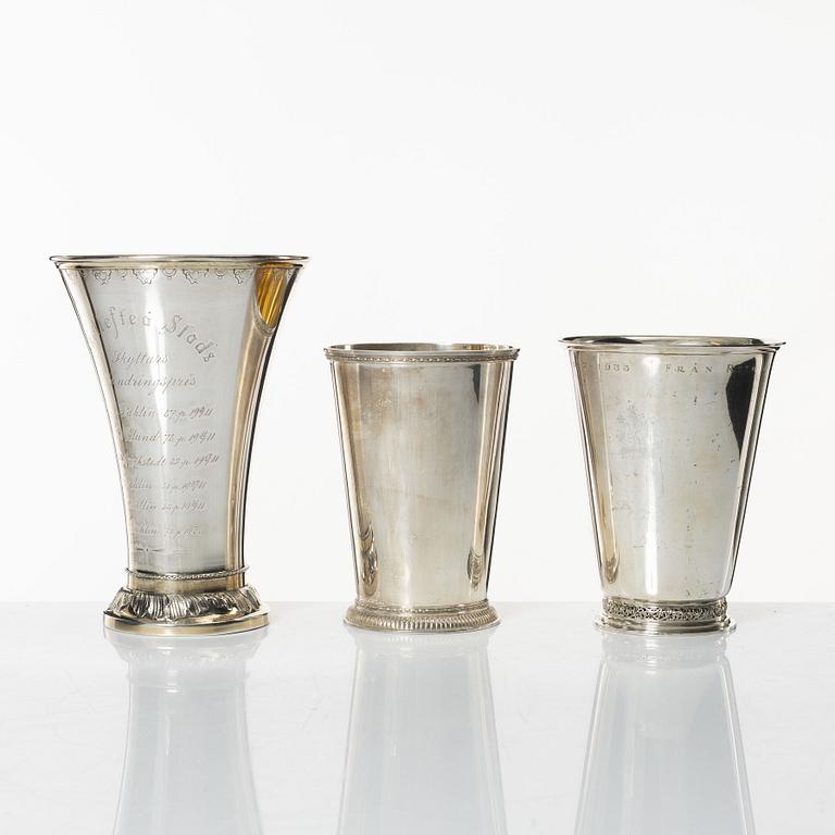 Bägare, 3 st, silver, Sverige, 1900-talets första hälft.